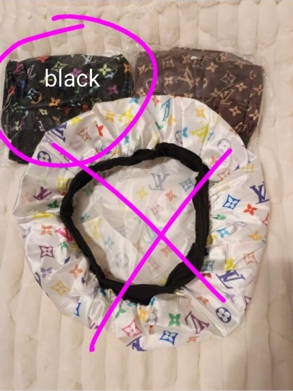 Black Monogram Satin Sleep Bonnet